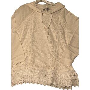 Lace Hoodie By Back In The Saddle Medium Women's White Long Sleeve Stretch